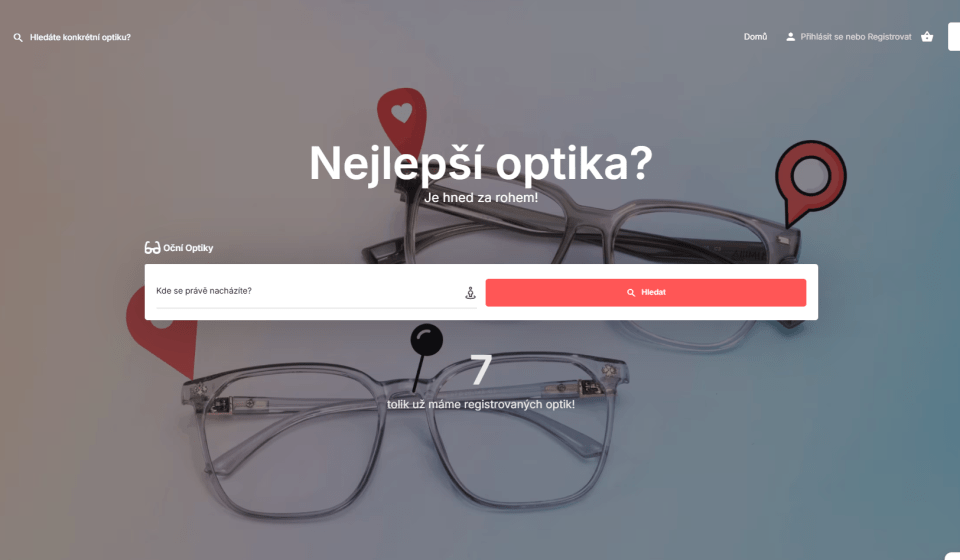 Úvodní web mapy očních optik v ČR.